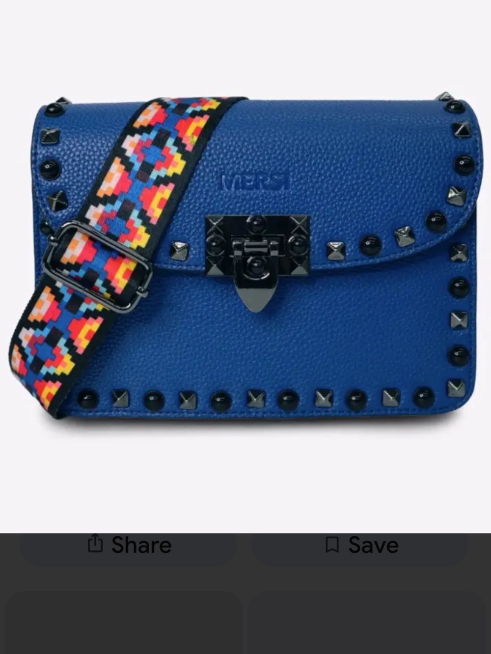 New Mersi Studded Crossbody with Colorful Strap, additional strap and dust bag